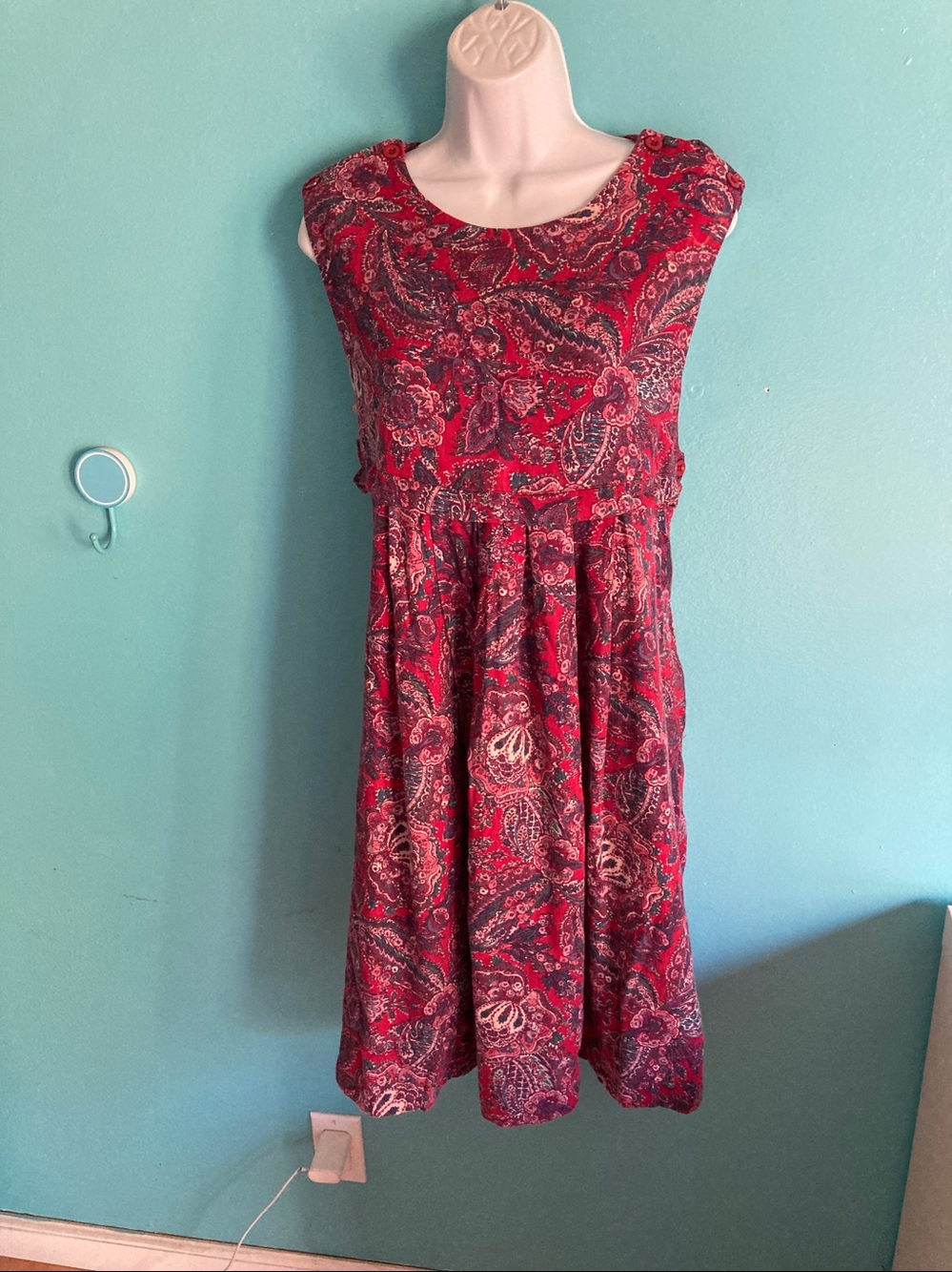 Vintage 80s Laura Ashley Paisley Pinafore Dress Cotton Wool Jumper Midi Fits M